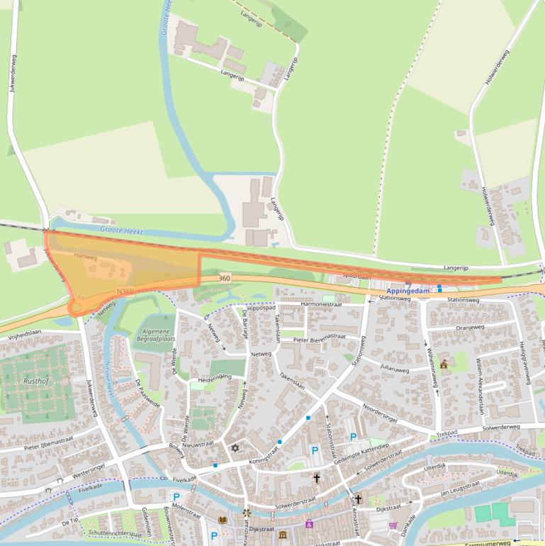 Kaart van postcodegebied 9901TE.