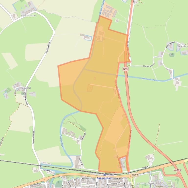 Kaart van postcodegebied 9901TM.