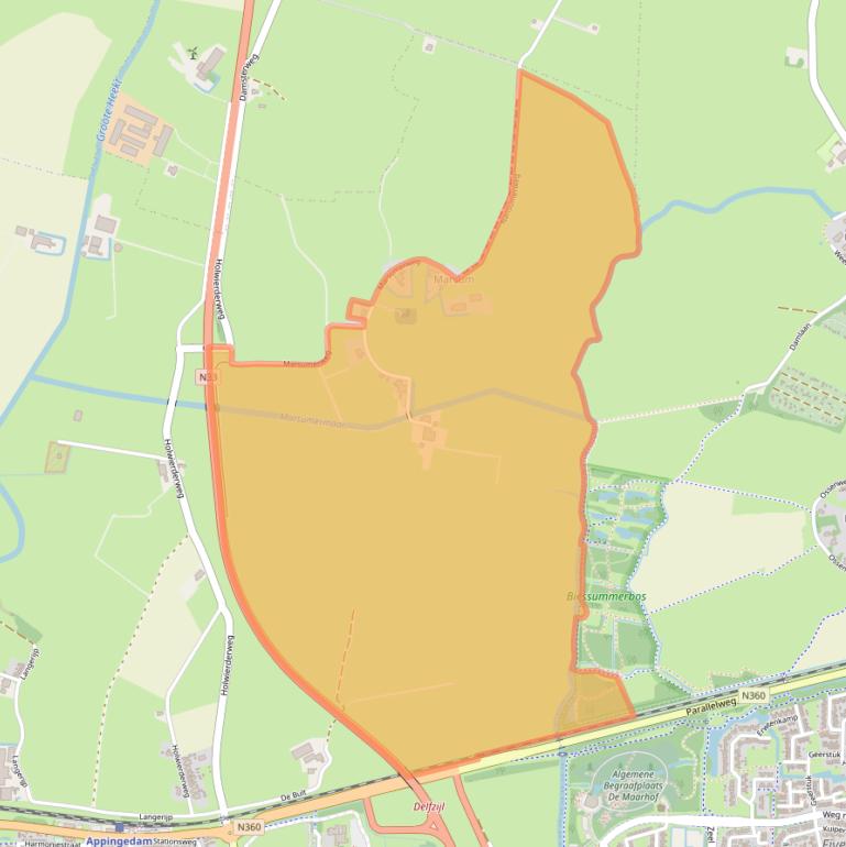 Kaart van postcodegebied 9901TP.