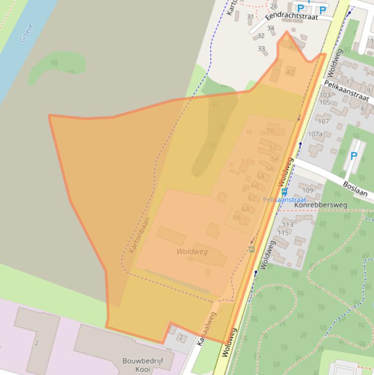 Kaart van postcodegebied 9902AJ.