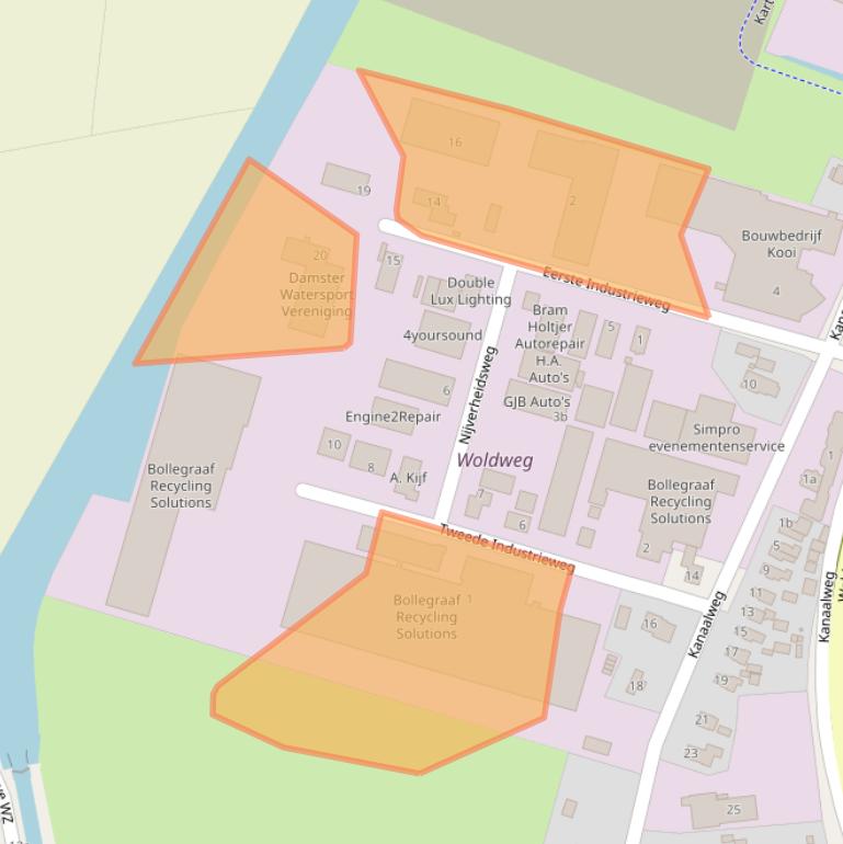 Kaart van postcodegebied 9902AM.