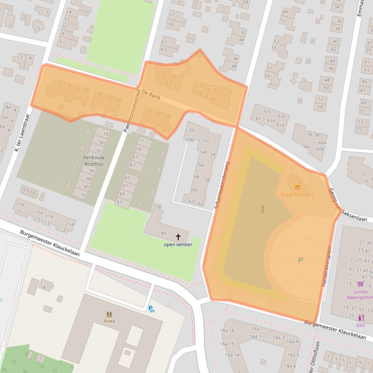 Kaart van postcodegebied 9902CW.