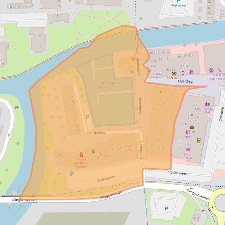 Kaart van postcodegebied 9902DA.