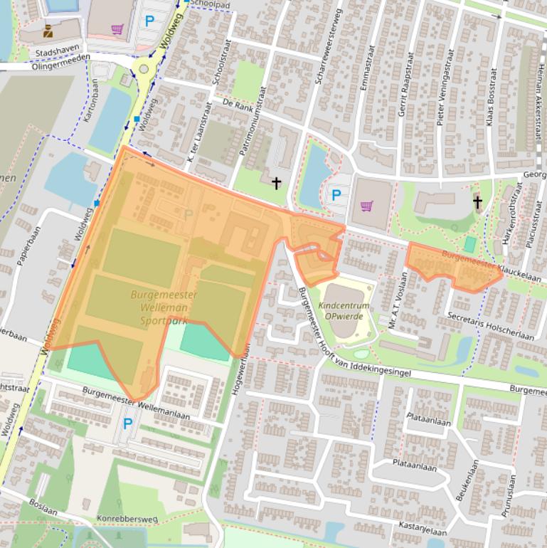 Kaart van postcodegebied 9902KZ.