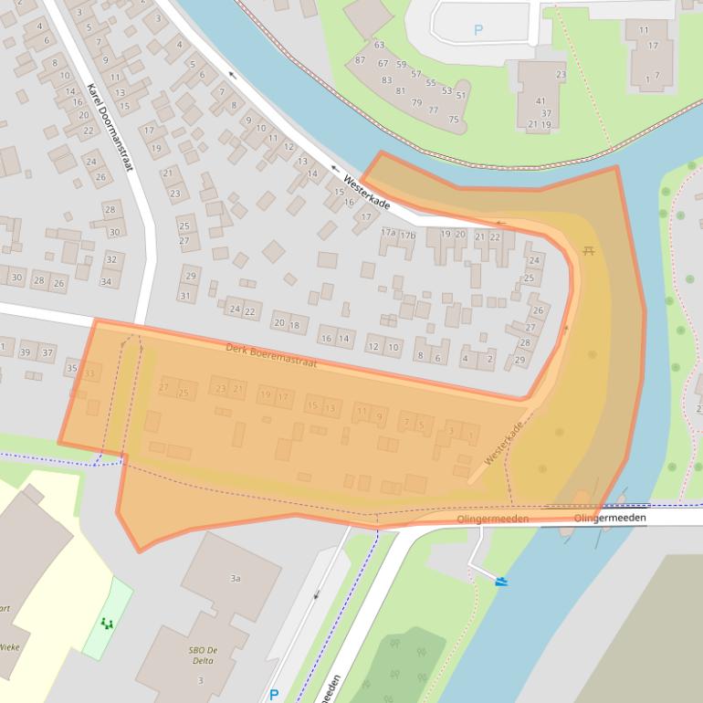 Kaart van postcodegebied 9903AM.