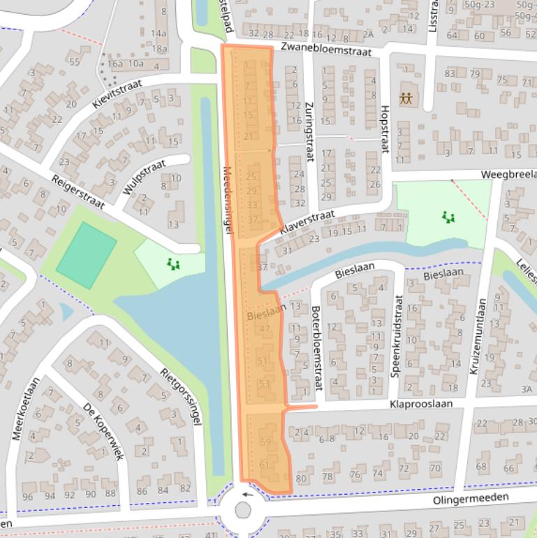 Kaart van postcodegebied 9903BH.