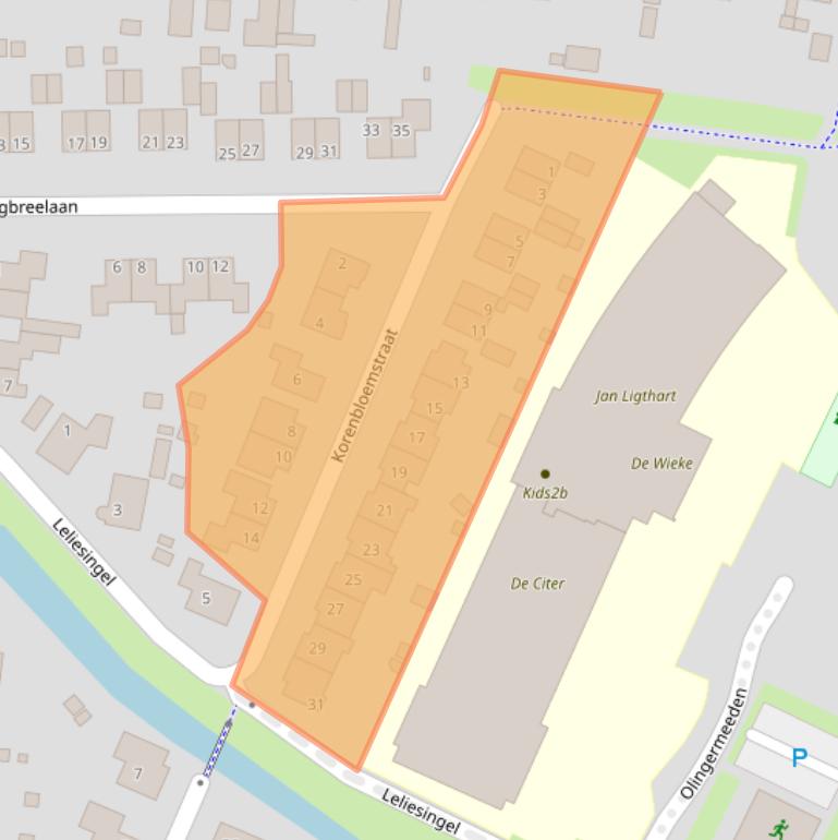 Kaart van postcodegebied 9903EC.