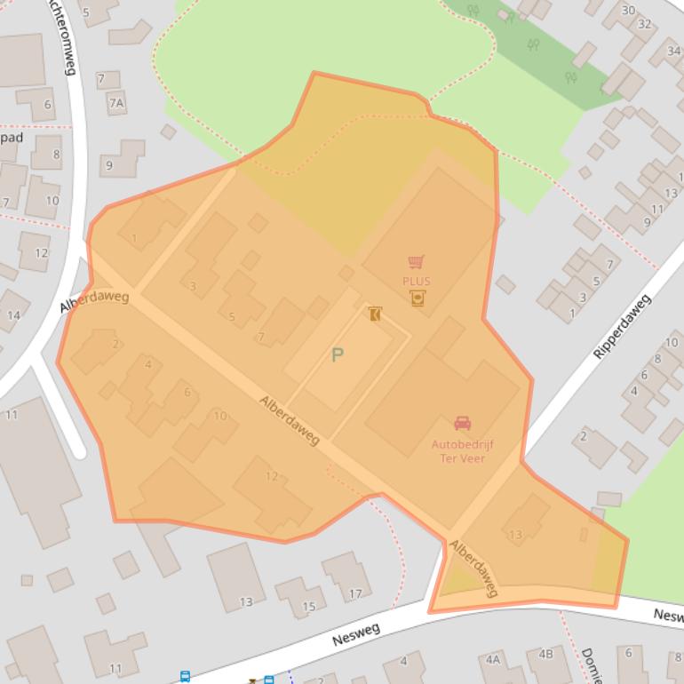 Kaart van postcodegebied 9909AJ.