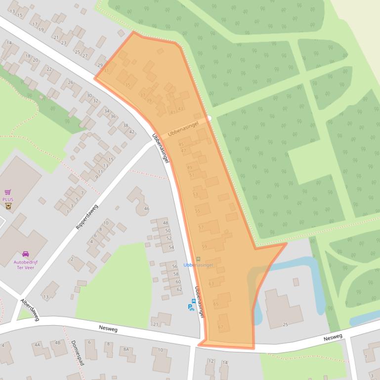 Kaart van postcodegebied 9909AN.