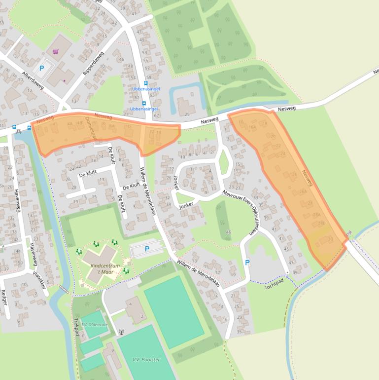 Kaart van postcodegebied 9909AW.