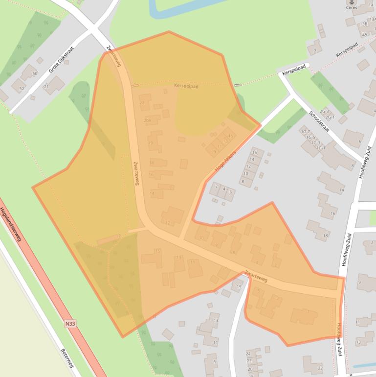 Kaart van postcodegebied 9909BG.