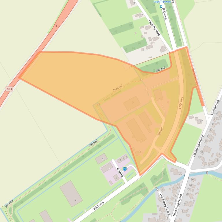 Kaart van postcodegebied 9909BZ.