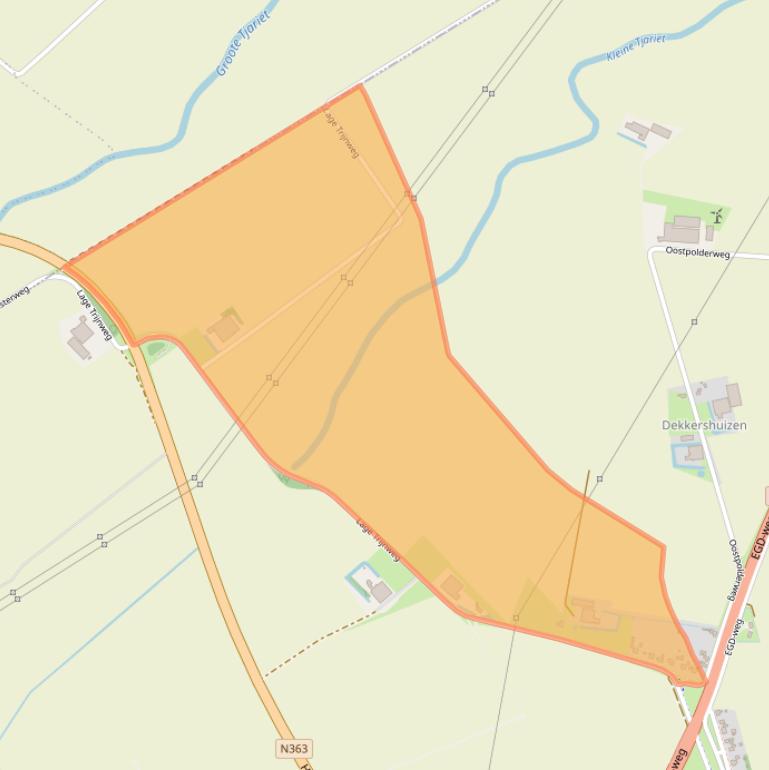 Kaart van postcodegebied 9909TE.