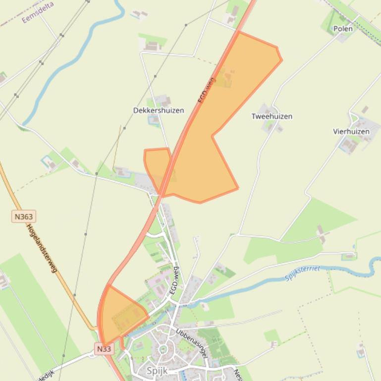 Kaart van postcodegebied 9909TG.