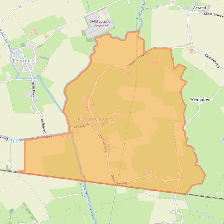 Kaart van postcodegebied 9911.