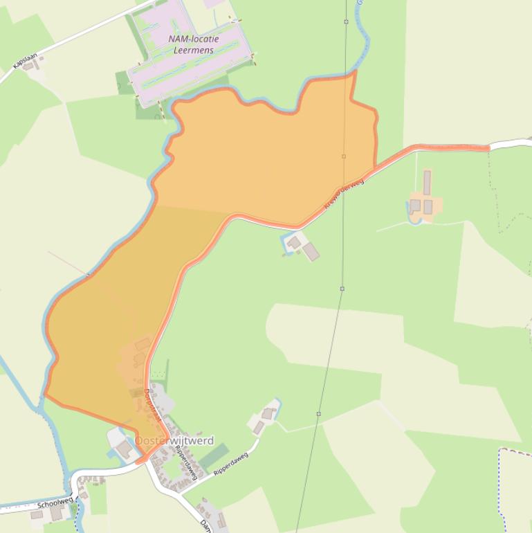 Kaart van postcodegebied 9911PB.