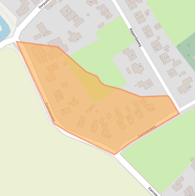 Kaart van postcodegebied 9911TA.