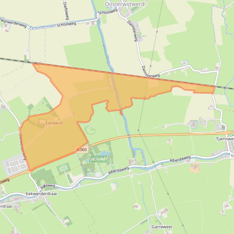 Kaart van postcodegebied 9917TD.