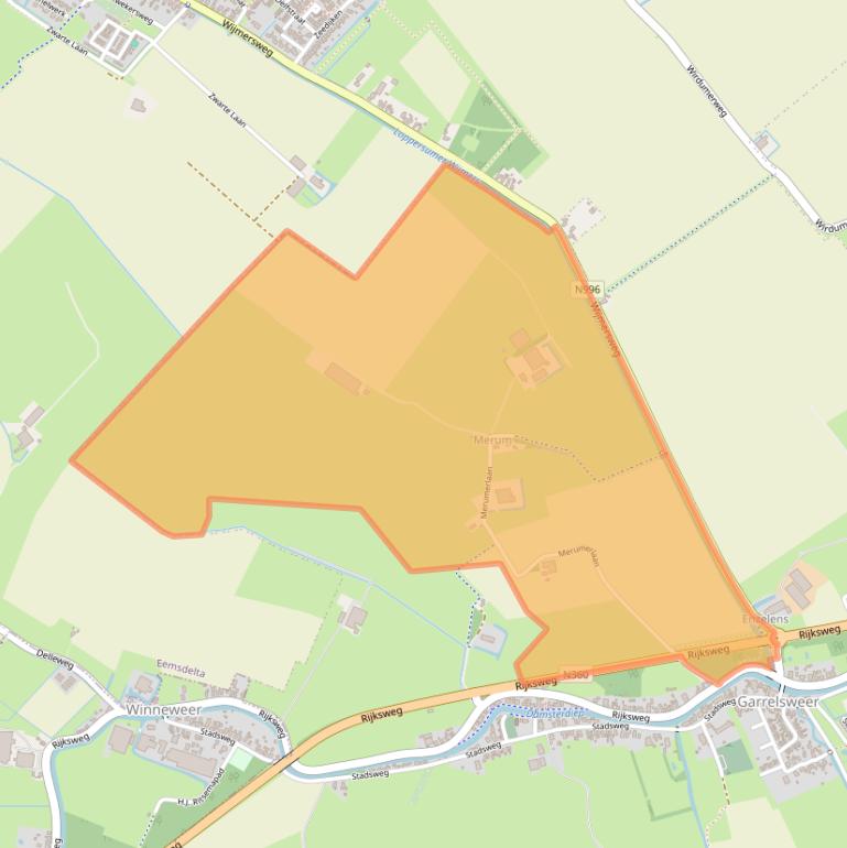 Kaart van postcodegebied 9918PG.