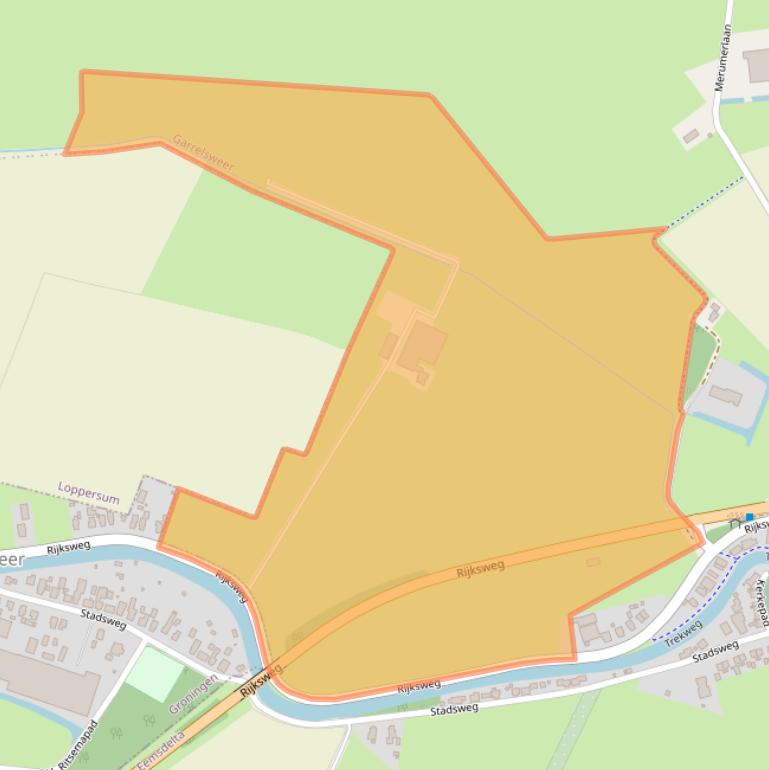 Kaart van postcodegebied 9918RZ.