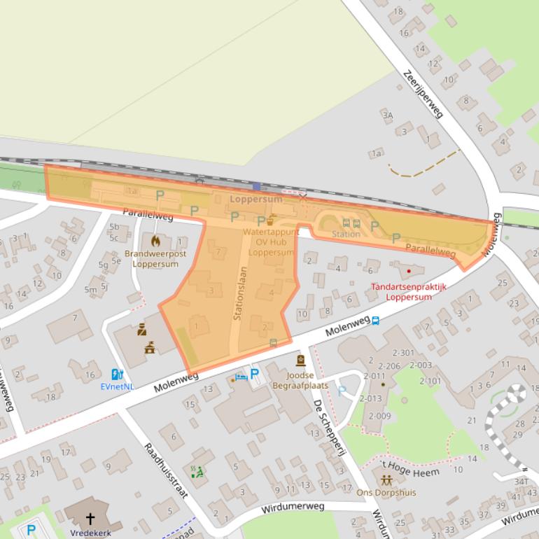 Kaart van postcodegebied 9919AB.