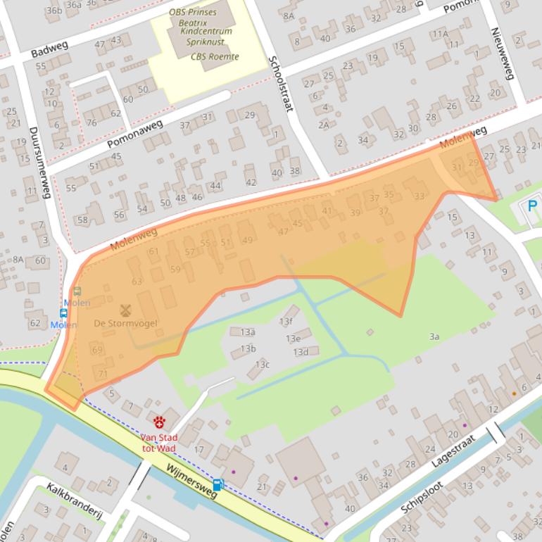 Kaart van postcodegebied 9919AG.