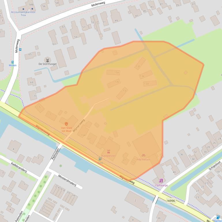 Kaart van postcodegebied 9919BH.