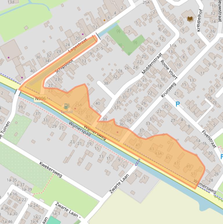 Kaart van postcodegebied 9919BJ.