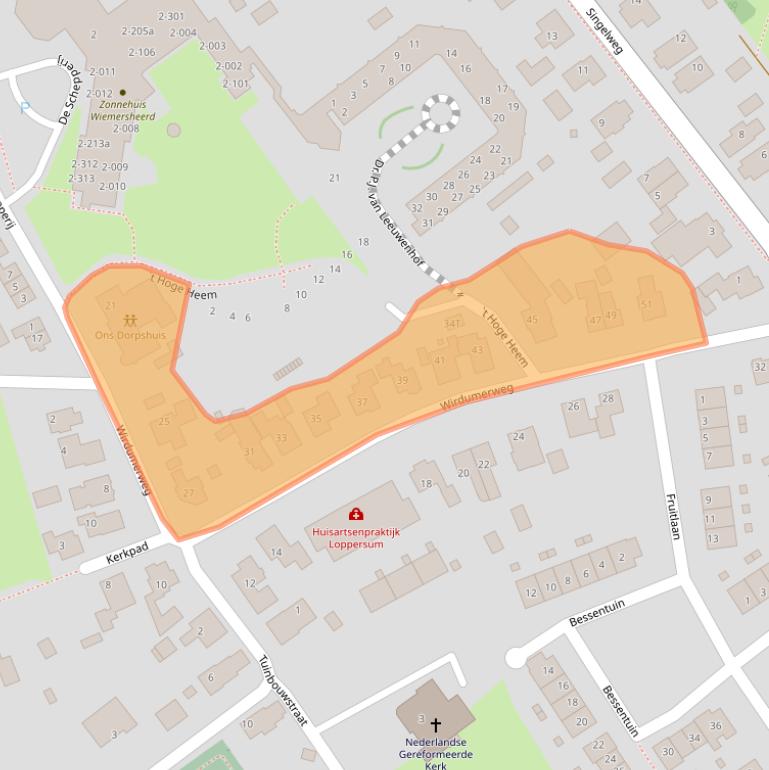 Kaart van postcodegebied 9919HB.