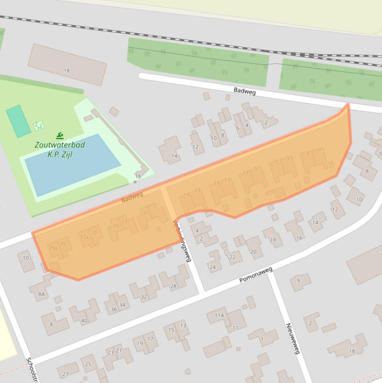 Kaart van postcodegebied 9919JA.