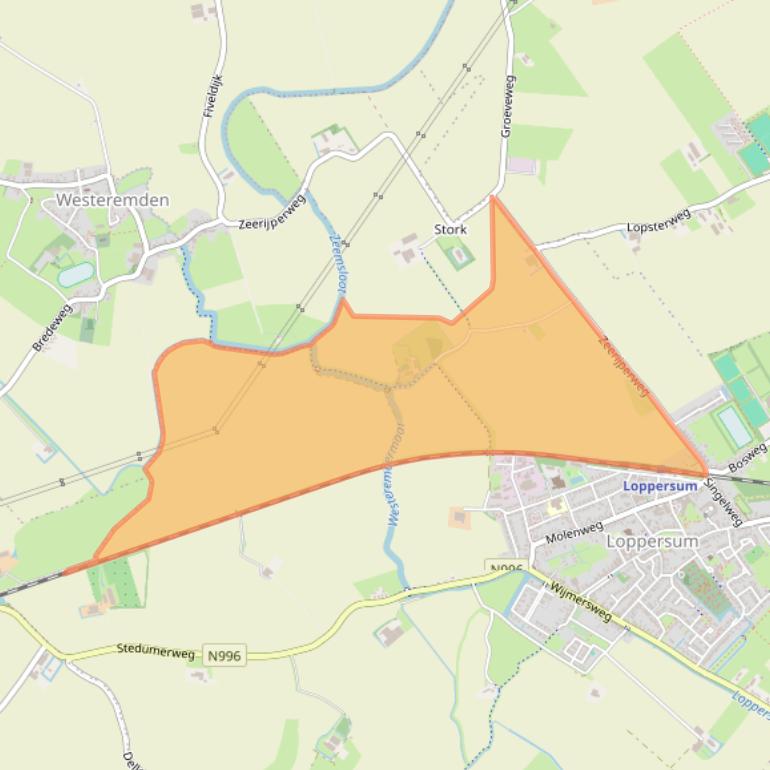 Kaart van postcodegebied 9919JR.