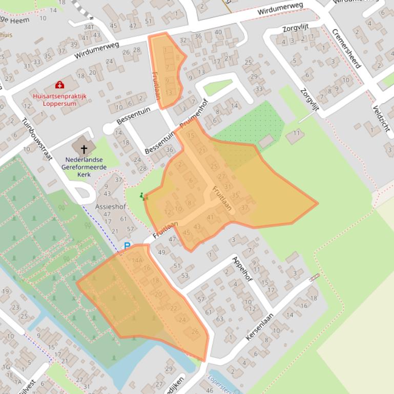 Kaart van postcodegebied 9919KB.