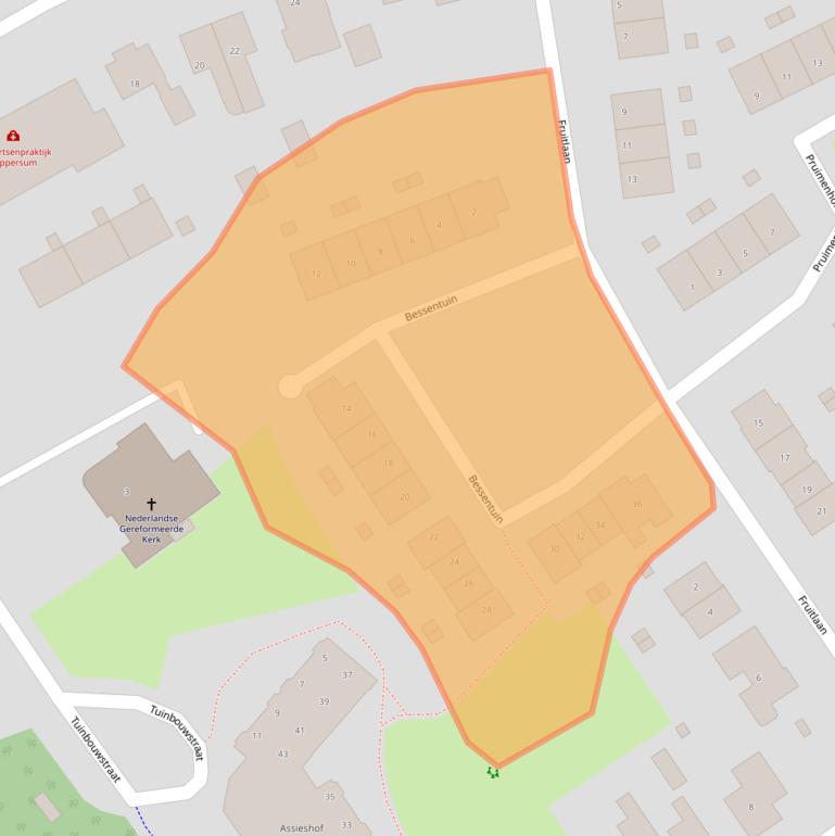 Kaart van postcodegebied 9919KC.