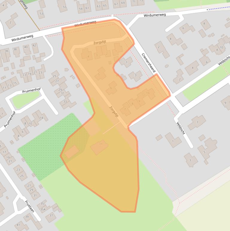 Kaart van postcodegebied 9919KK.