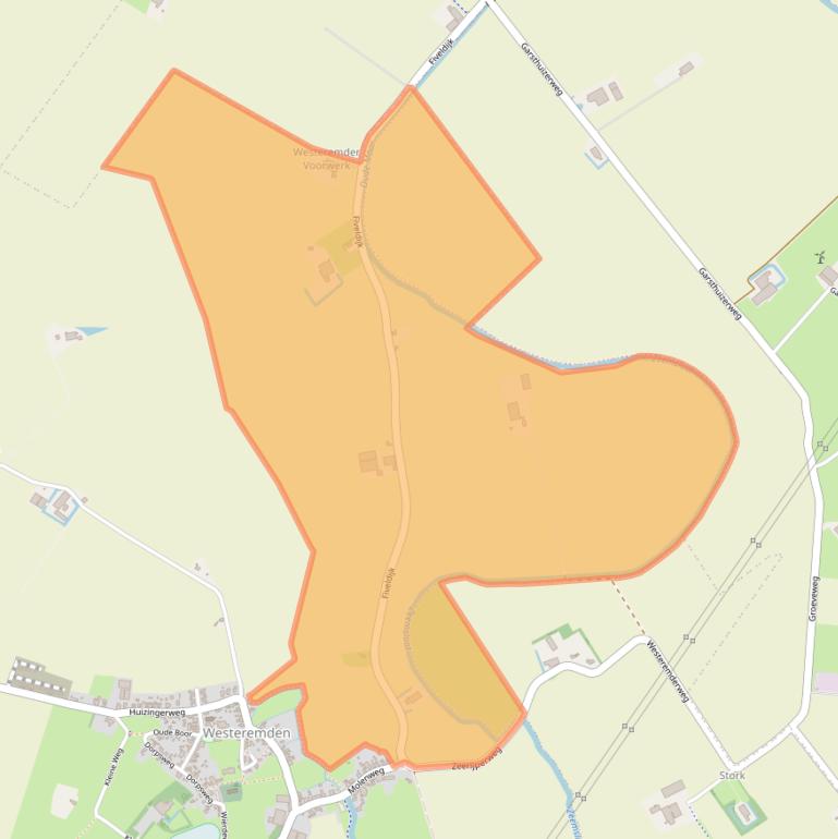 Kaart van postcodegebied 9922TA.