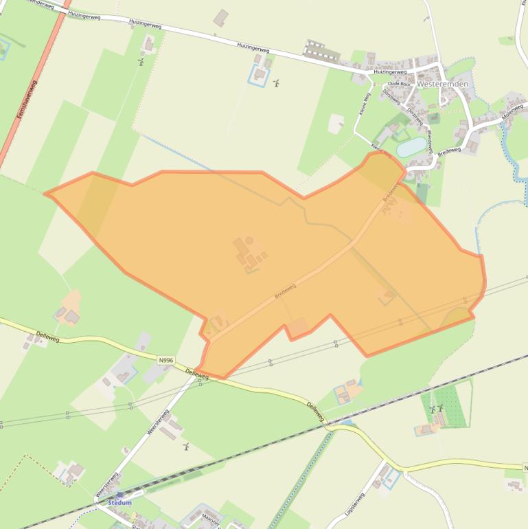 Kaart van postcodegebied 9922TB.