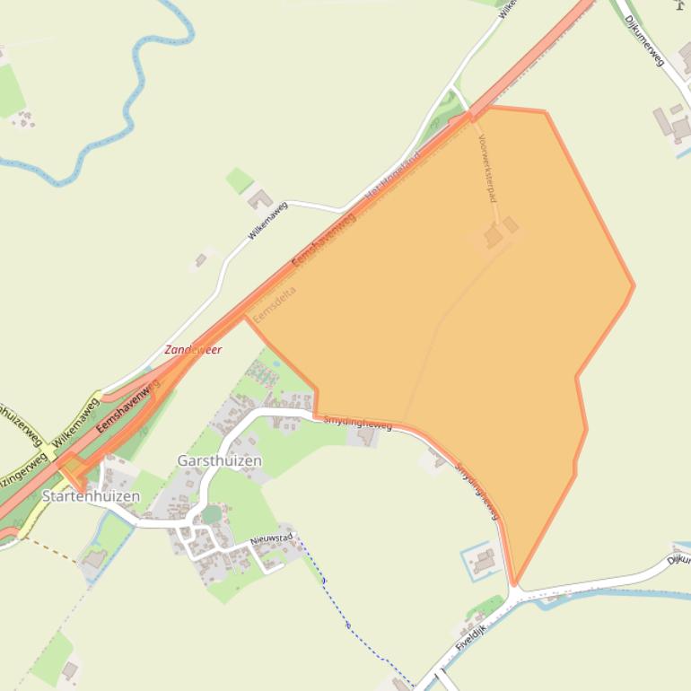 Kaart van postcodegebied 9923TB.