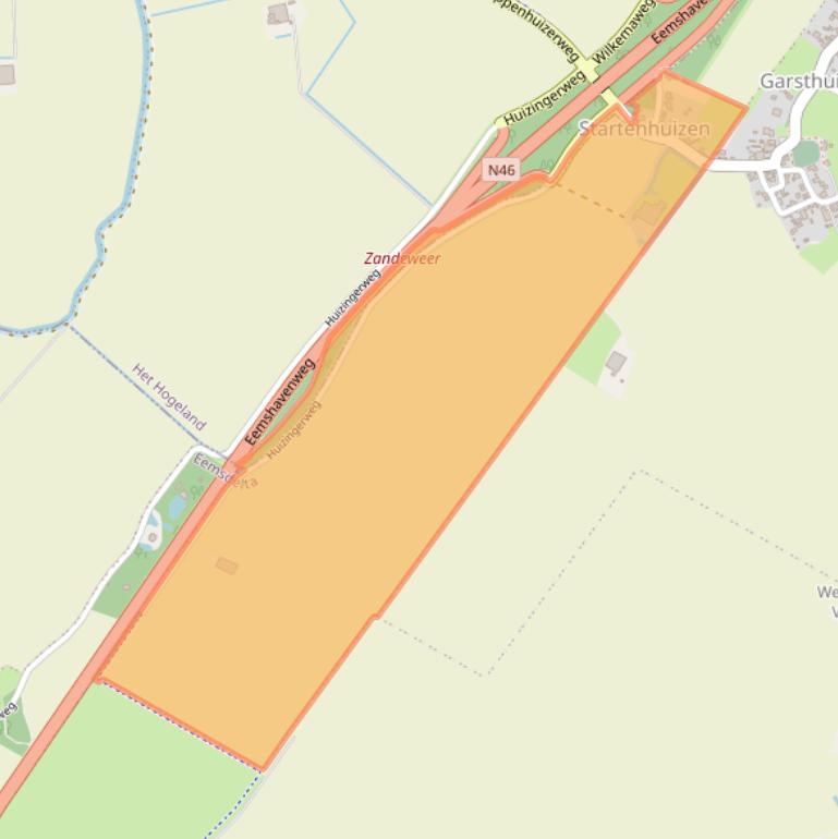 Kaartafbeelding, ingezoomd op postcodegebied 9924.