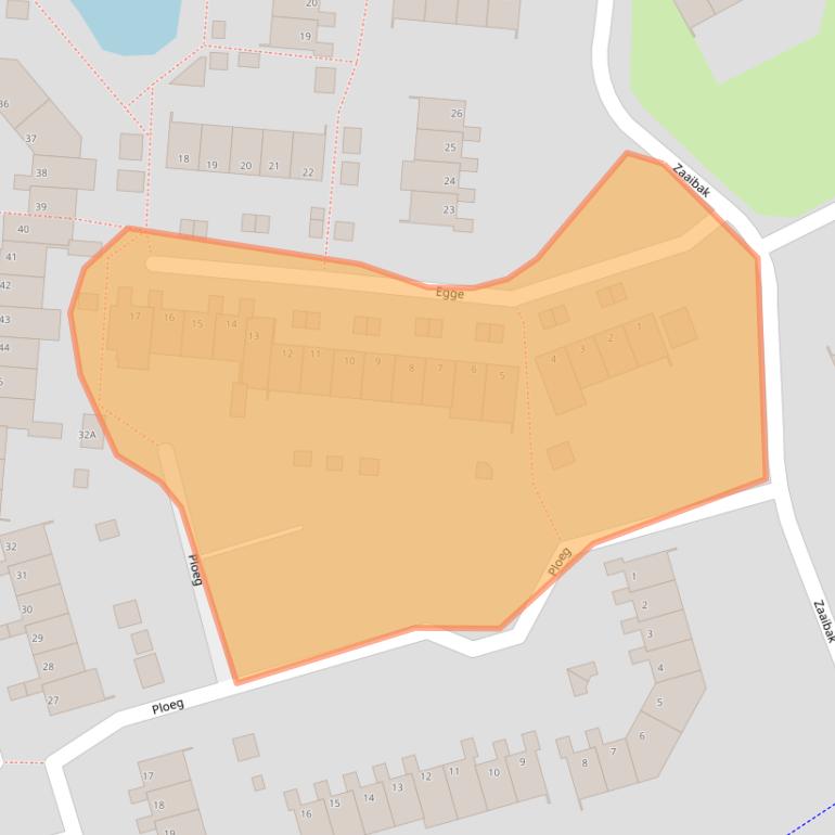 Kaart van postcodegebied 9932AK.