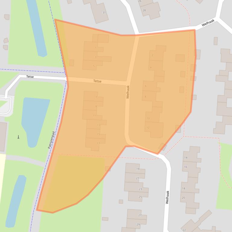 Kaart van postcodegebied 9932BH.