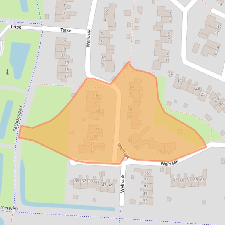Kaart van postcodegebied 9932BJ.