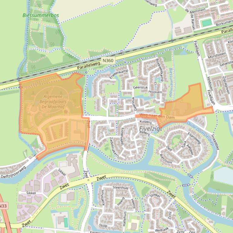 Kaart van postcodegebied 9932GA.