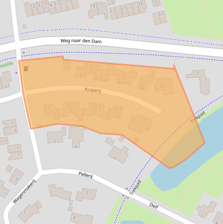 Kaart van postcodegebied 9932GE.