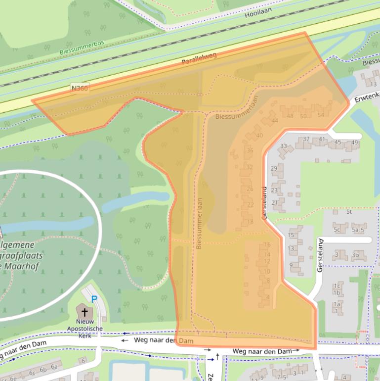 Kaart van postcodegebied 9932HX.