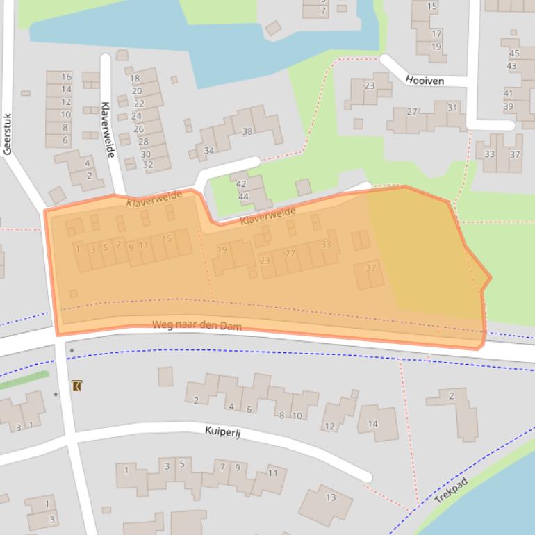 Kaart van postcodegebied 9932JA.
