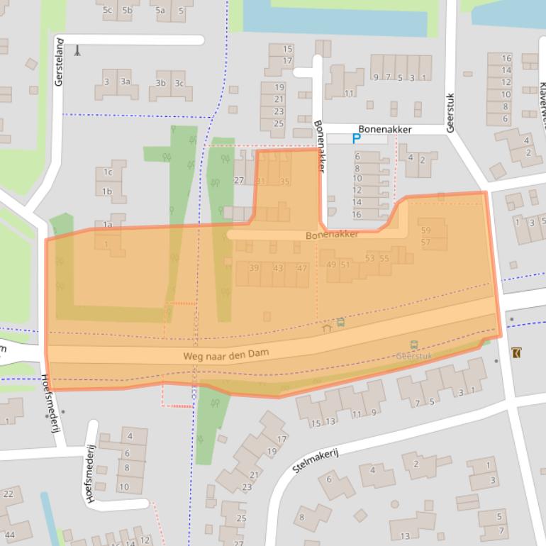 Kaart van postcodegebied 9932JD.