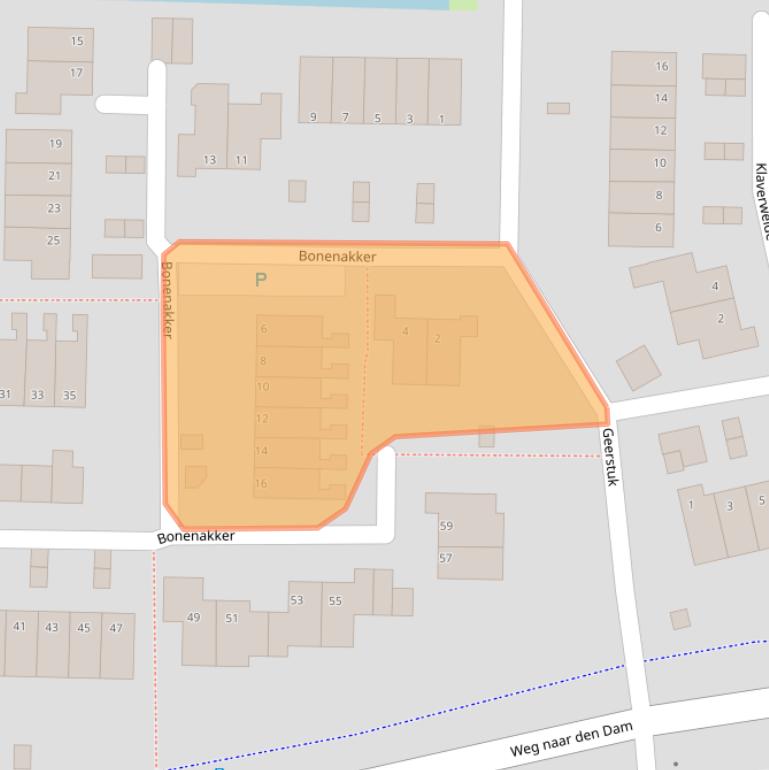 Kaart van postcodegebied 9932JE.