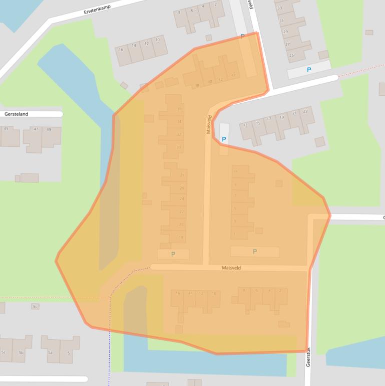 Kaart van postcodegebied 9932JW.