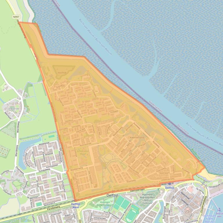 Kaart van postcodegebied 9933.