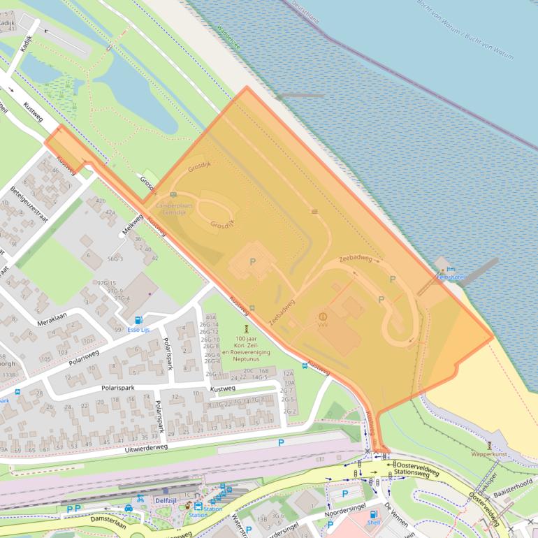 Kaart van postcodegebied 9933AV.